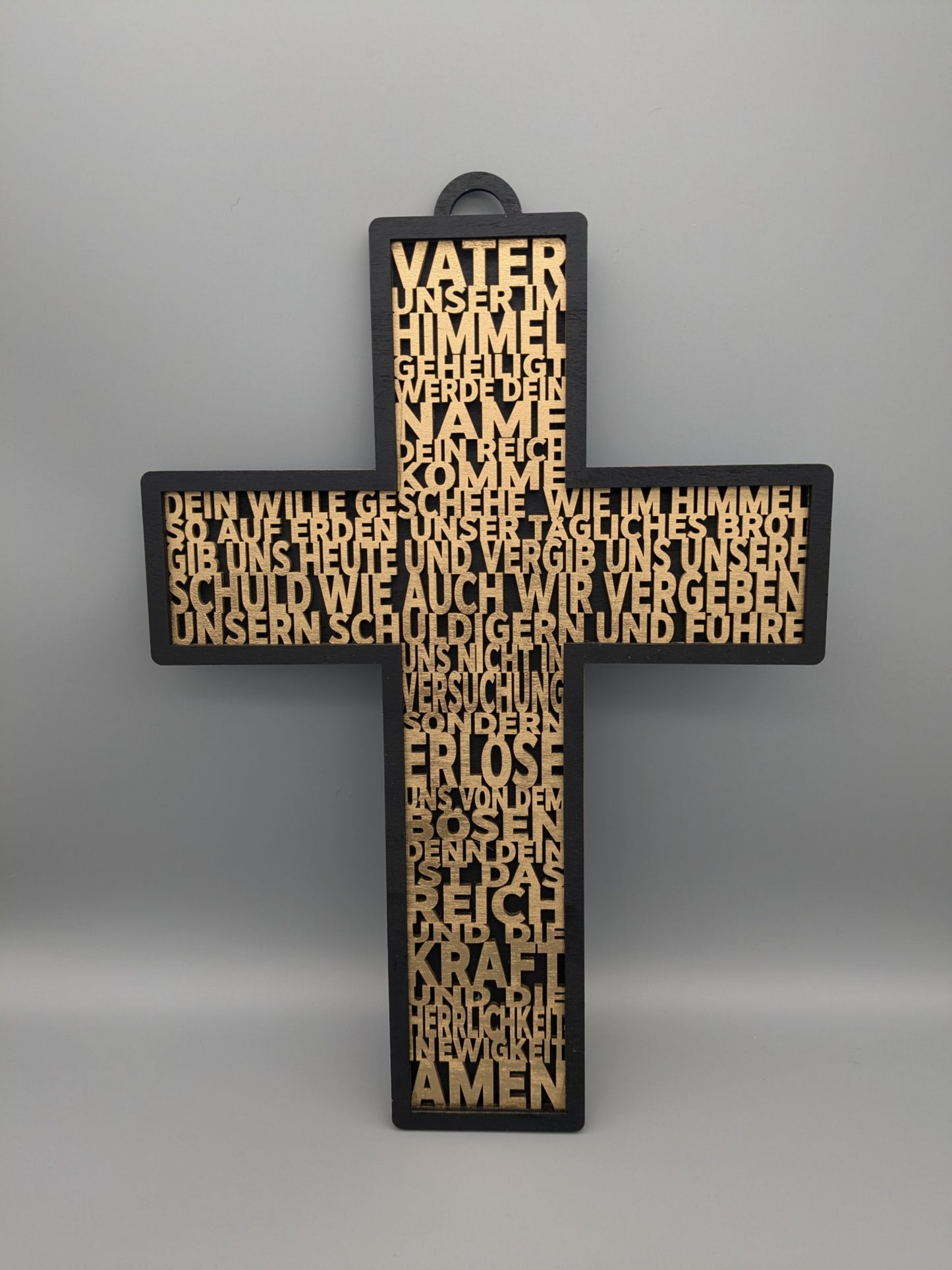 Vaterunser Kreuz aus Holz mit LED – Geschenk zur Taufe, Kommunion & Konfirmation