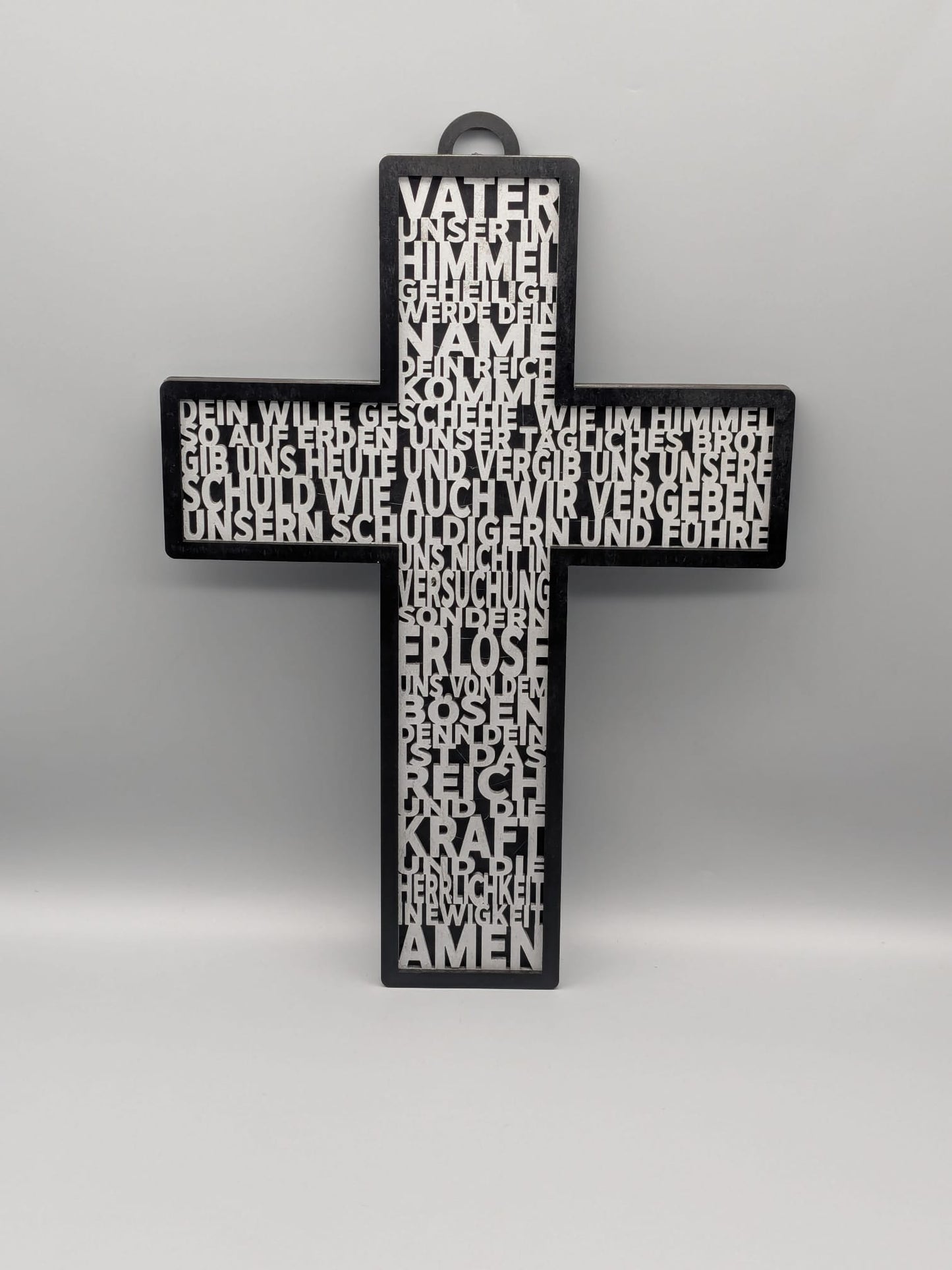 Vaterunser Kreuz aus Holz mit LED – Geschenk zur Taufe, Kommunion & Konfirmation