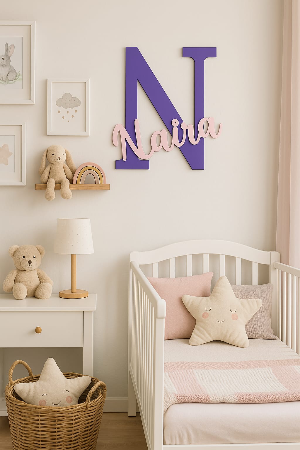 Personalisiertes Monogramm Wandbild oder Türschild mit Namen – für Kinderzimmer & Babyzimmer