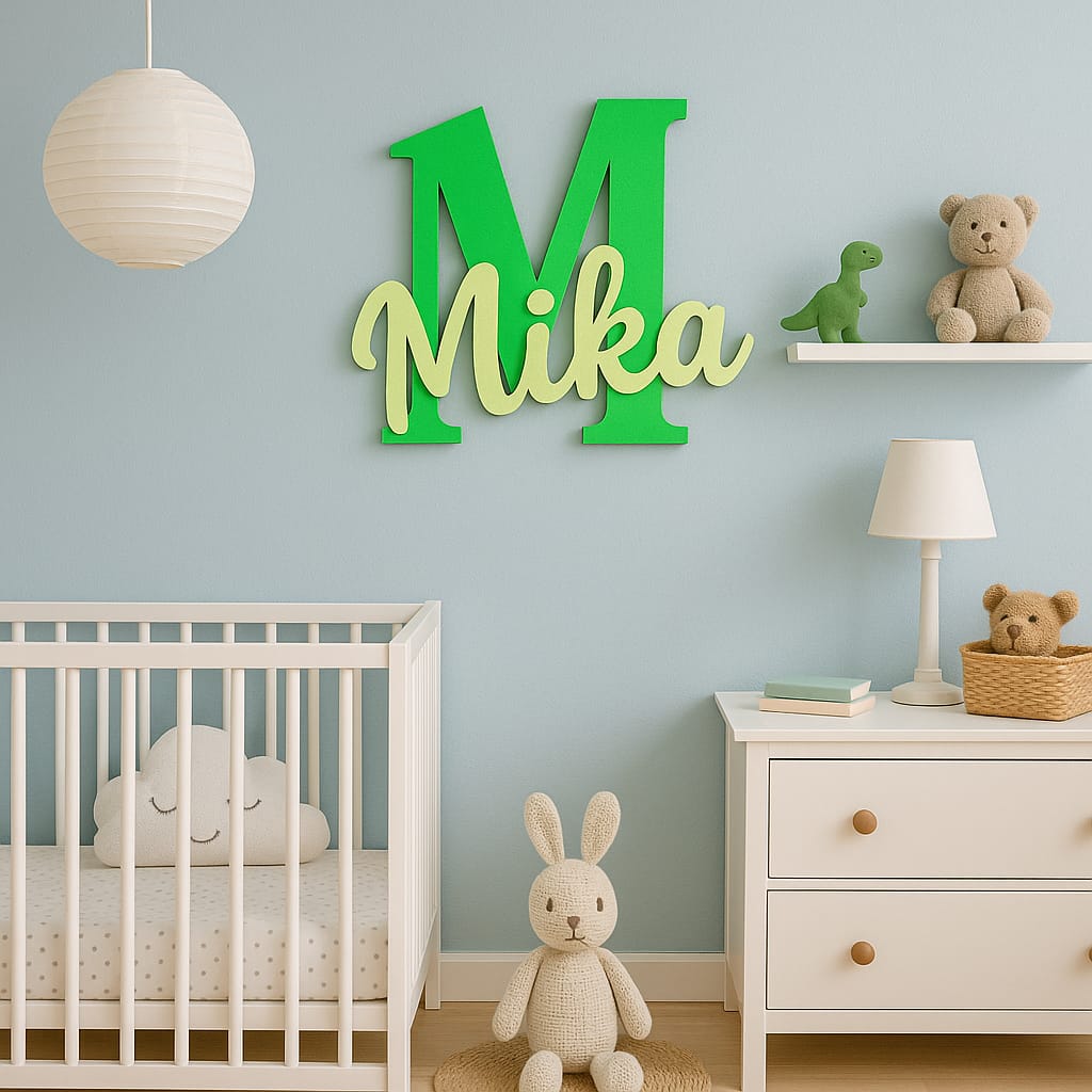 Personalisiertes Monogramm Wandbild oder Türschild mit Namen – für Kinderzimmer & Babyzimmer