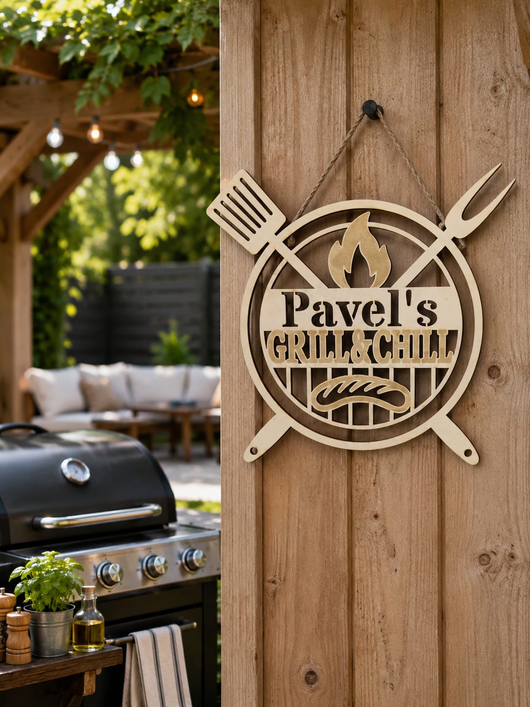 Personalisiertes Grill Schild - BBQ Grillplatz, Outdoorküche, Dekoration - Grillecke