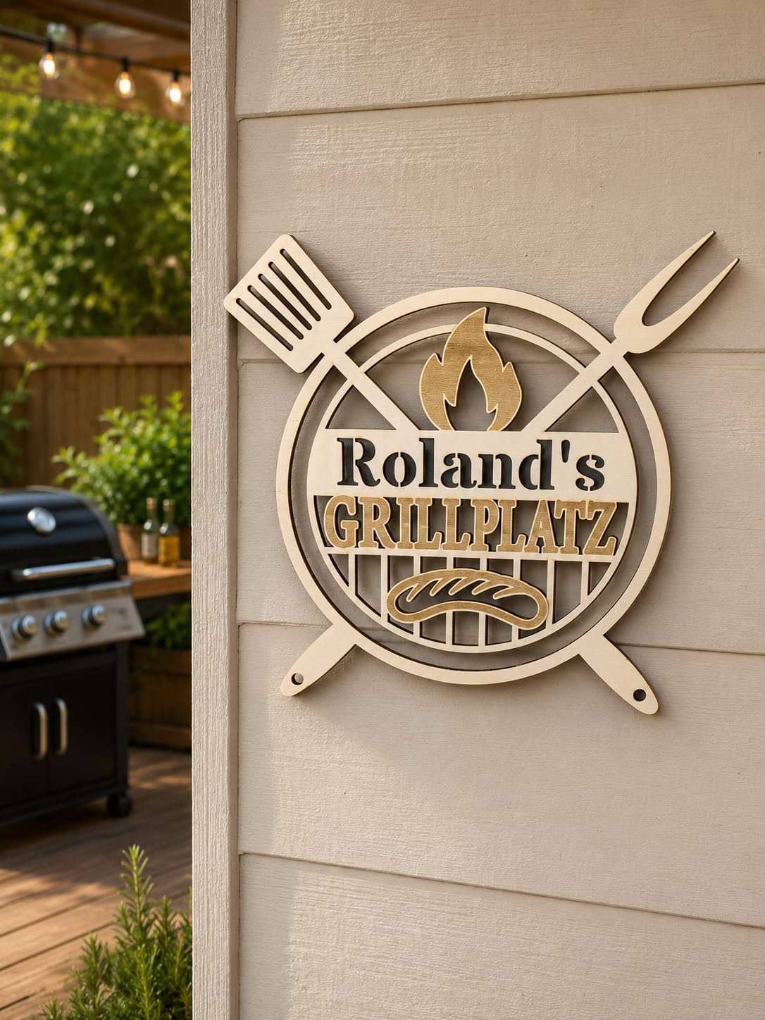 Personalisiertes Grill Schild - BBQ Grillplatz, Outdoorküche, Dekoration - Grillecke