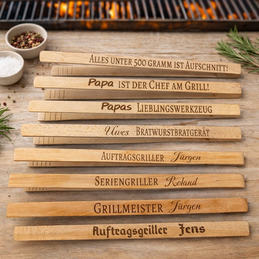 Personalisierte XL Holz Grillzange, personalisiertes Geschenk zum Geburtstag, Vatertag, Grillmeister, bester Papa