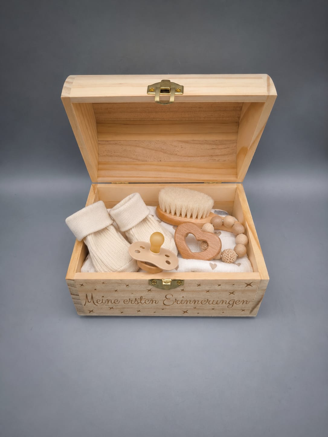 Personalisierte Erinnerungskiste Baby aus Holz – Lasergravur mit Name & Geburtsdaten | Geschenk zur Geburt & Taufe