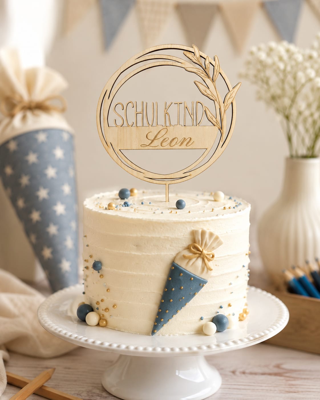 Cake Topper zur Einschulung mit Wunschnamen | Schulkind 2026 | Tortenstecker Schulanfang | Personalisiert - Verschiedene Designs