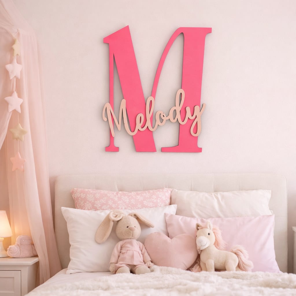 Personalisiertes Monogramm Wandbild oder Türschild mit Namen – für Kinderzimmer & Babyzimmer
