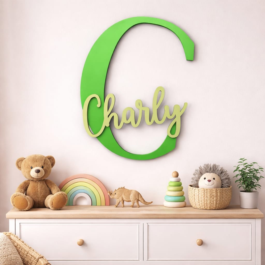 Personalisiertes Monogramm Wandbild oder Türschild mit Namen – für Kinderzimmer & Babyzimmer