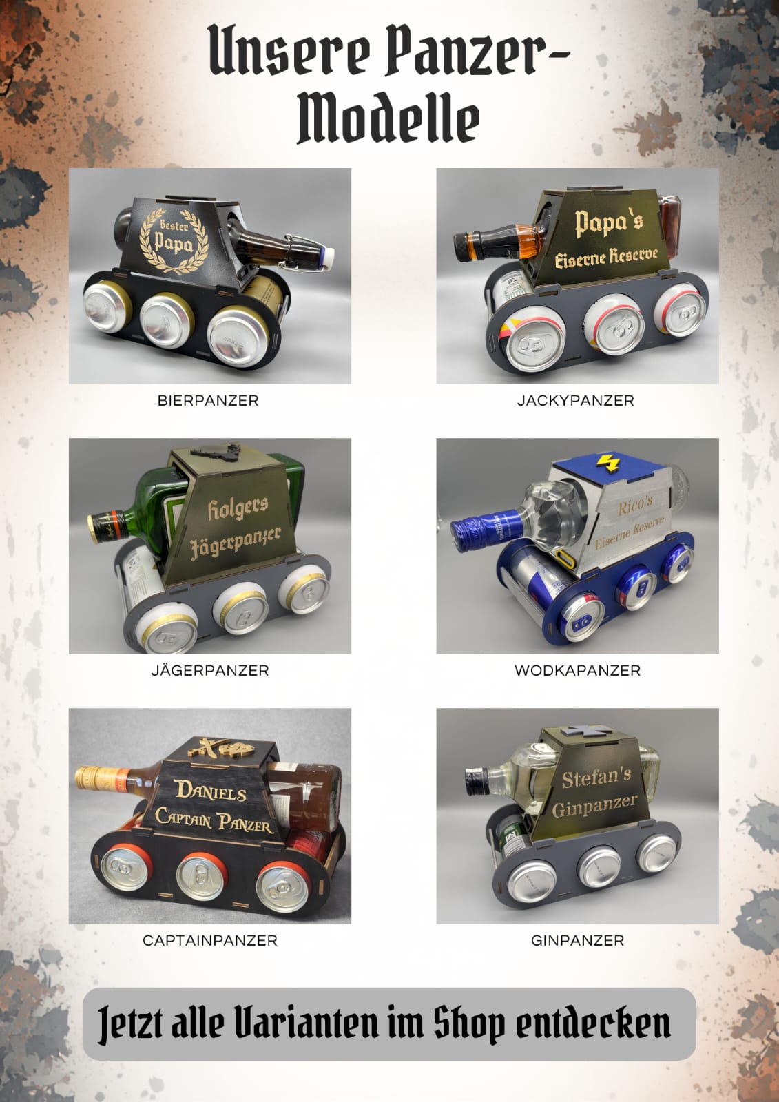 Bierpanzer – Geschenk für Männer zum Vatertag & Geburtstag mit Wunschgravur