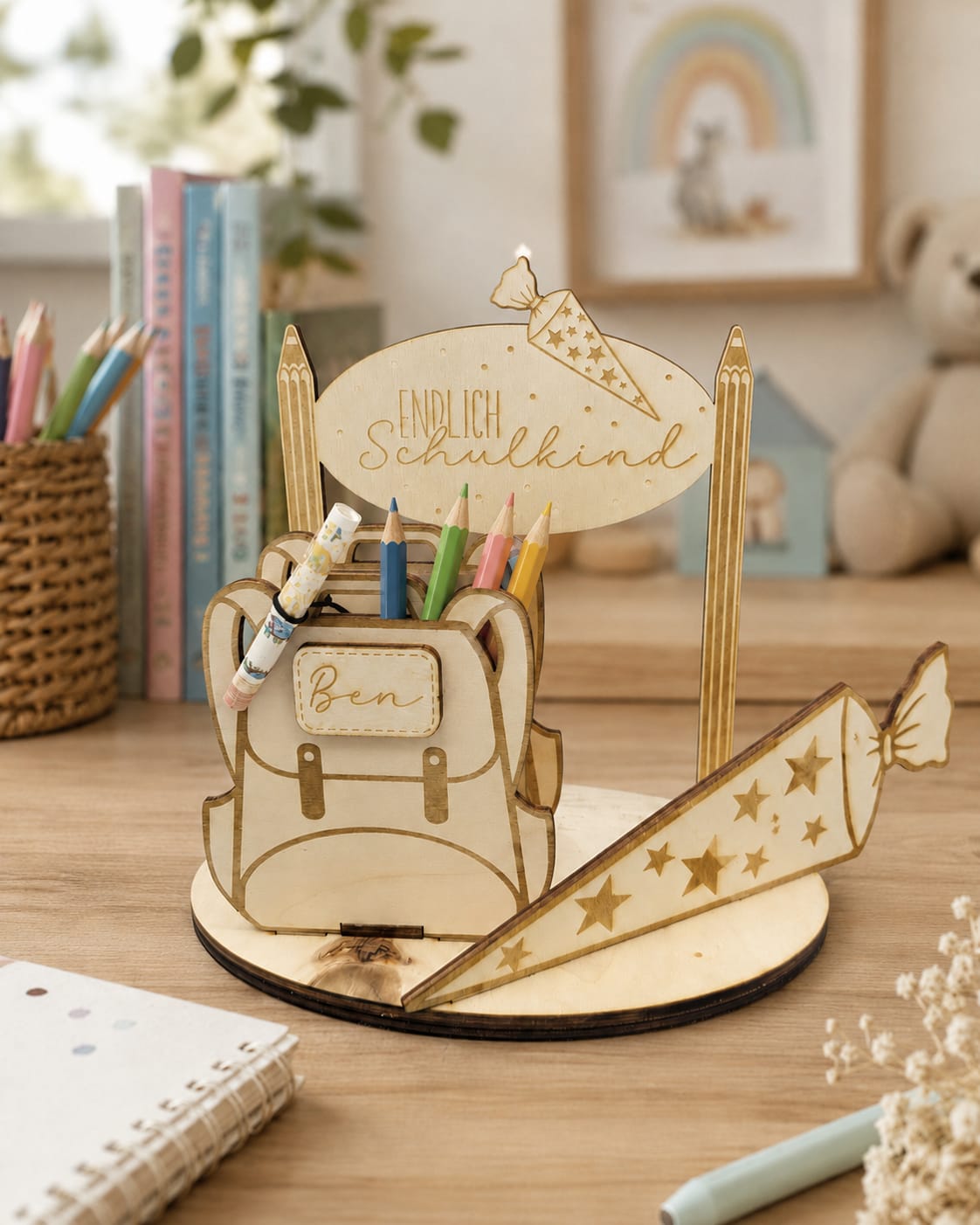 Personalisiertes Einschulungsgeschenk aus Holz – mit Name & Datum