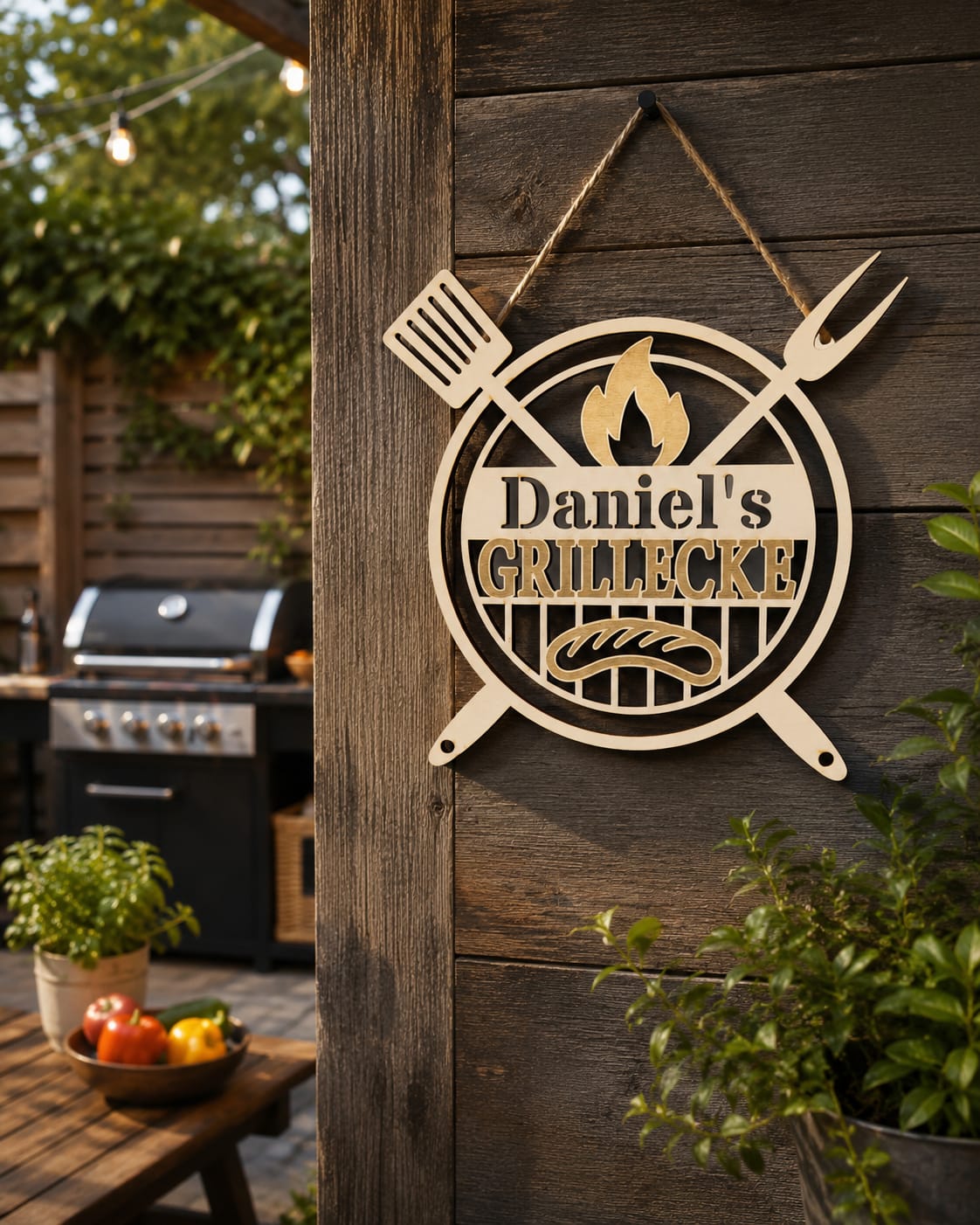 Personalisiertes Grill Schild - BBQ Grillplatz, Outdoorküche, Dekoration - Grillecke