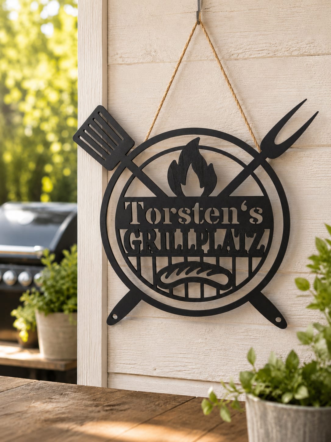 Personalisiertes Grill Schild - BBQ Grillplatz, Outdoorküche, Dekoration - Grillecke
