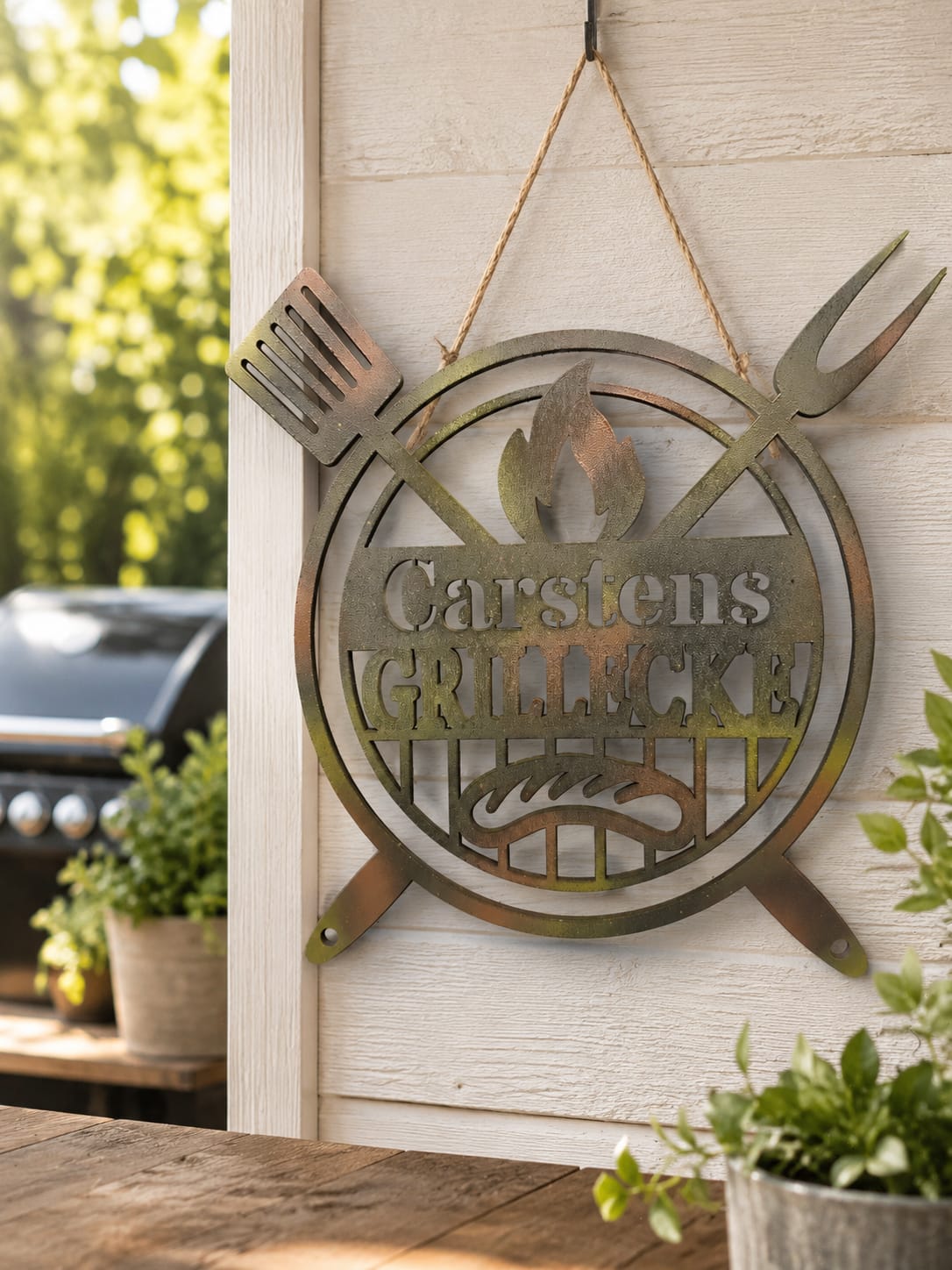 Personalisiertes Grill Schild - BBQ Grillplatz, Outdoorküche, Dekoration - Grillecke